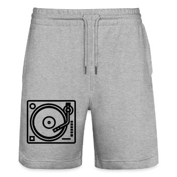 DJ-Plattenspieler - Stanley/Stella Unisex Bio Joggingshorts Trainer  - Grau meliert - Vorne - Nik (191cm) & Marisol (170cm)