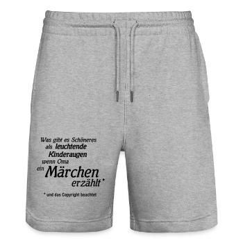 Märchen Copyright - Stanley/Stella Unisex Bio Joggingshorts Trainer  - Grau meliert - Vorne - Nik (191cm) & Marisol (170cm)