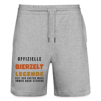 Bierzelt Legende - Volksfest Bier Spruch Geschenk - Stanley/Stella Unisex Bio Joggingshorts Trainer  - Grau meliert - Vorne - Nik (191cm) & Marisol (170cm)
