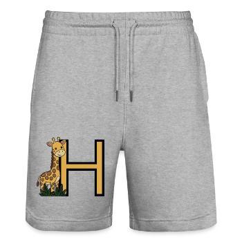 Giraffe Buchstabe H - Stanley/Stella Unisex Bio Joggingshorts Trainer  - Grau meliert - Vorne - Nik (191cm) & Marisol (170cm)