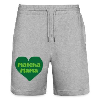 Cœur de Mama Matcha - Short de jogging bio TRAINER Stanley/Stella unisexe - gris chiné - Devant - Nik (191cm) & Marisol (170cm)
