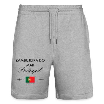 Zambujeira do Mar Portugal Koordinaten Reise - Stanley/Stella Unisex Bio Joggingshorts Trainer  - Grau meliert - Vorne - Nik (191cm) & Marisol (170cm)