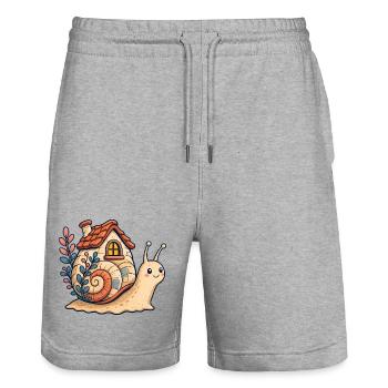 Schneckenhaus Illustration - Stanley/Stella Unisex Bio Joggingshorts Trainer  - Grau meliert - Vorne - Nik (191cm) & Marisol (170cm)