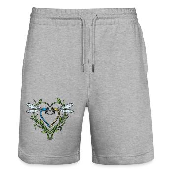 Dragonfly Heart - Stanley/Stella Trainer Unisex Organic Jogging Shorts - heather grey - Front - Nik (191cm) & Marisol (170cm)
