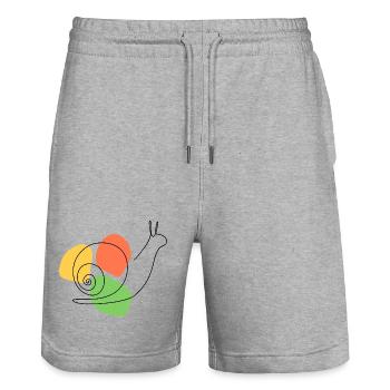Abstract interpretation of the garden snail - Stanley/Stella Trainer Unisex Organic Jogging Shorts - heather grey - Front - Nik (191cm) & Marisol (170cm)