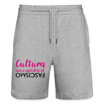 Culture is the only antidote to fascism - Stanley/Stella Trainer Unisex Organic Jogging Shorts - heather grey - Front - Nik (191cm) & Marisol (170cm)