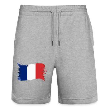 DRAPEAU DE LA FRANCE DRAPEAU FRANCE - Short de jogging bio TRAINER Stanley/Stella unisexe - gris chiné - Devant - Nik (191cm) & Marisol (170cm)