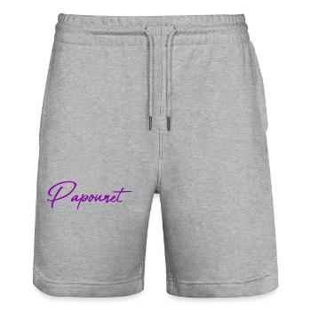 PAPOUNET. DAD. FATHER'S DAY. HAPPY FATHER'S DAY - Stanley/Stella Trainer Unisex Organic Jogging Shorts - heather grey - Front - Nik (191cm) & Marisol (170cm)