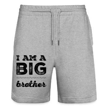 I am a BIG brother - Stanley/Stella Unisex Bio Joggingshorts Trainer  - Grau meliert - Vorne - Nik (191cm) & Marisol (170cm)