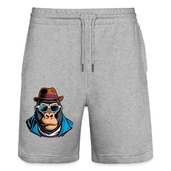 gorilla hut brille anzug - Stanley/Stella Unisex Bio Joggingshorts Trainer  - Grau meliert - Vorne - Nik (191cm) & Marisol (170cm)