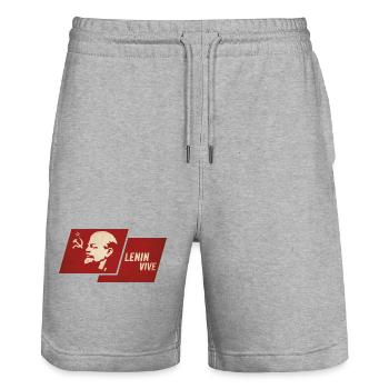 Drapeau de la vie de Lénine - Short de jogging bio TRAINER Stanley/Stella unisexe - gris chiné - Devant - Nik (191cm) & Marisol (170cm)