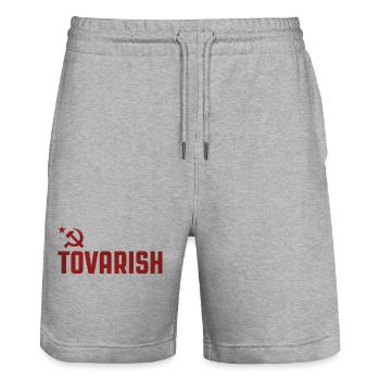 Tovarish - Short de jogging bio TRAINER Stanley/Stella unisexe - gris chiné - Devant - Nik (191cm) & Marisol (170cm)