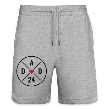 Dad 24 Heart Baby Dad Love Father's Day Dad 2024 - Stanley/Stella Trainer Unisex Organic Jogging Shorts - heather grey - Front - Nik (191cm) & Marisol (170cm)
