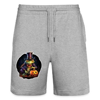 Frog Halloween - Stanley/Stella Trainer Unisex Organic Jogging Shorts - heather grey - Front - Nik (191cm) & Marisol (170cm)