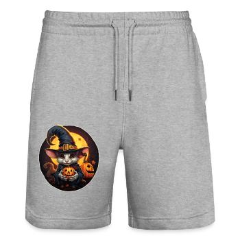 Halloween Ratte - Stanley/Stella Unisex Bio Joggingshorts Trainer  - Grau meliert - Vorne - Nik (191cm) & Marisol (170cm)