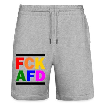 Fck afd - Stanley/Stella Unisex Bio Joggingshorts Trainer  - Grau meliert - Vorne - Nik (191cm) & Marisol (170cm)