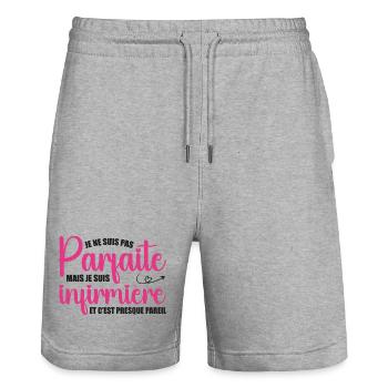 I'm not perfect, I'm a nurse - Stanley/Stella Trainer Unisex Organic Jogging Shorts - heather grey - Front - Nik (191cm) & Marisol (170cm)