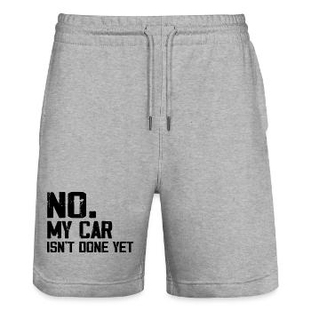 No My Car Isn't Done Yet Funny Car Mechanic Garage - Stanley/Stella Trainer Unisex Organic Jogging Shorts - heather grey - Front - Nik (191cm) & Marisol (170cm)