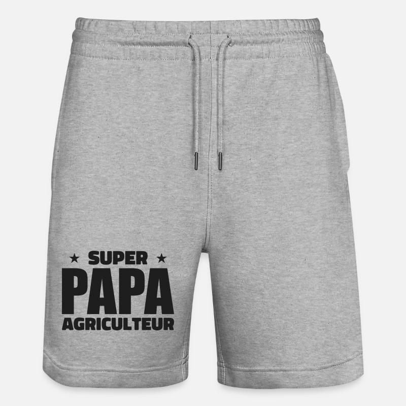 Super-Farmer-Vater - Stanley/Stella Unisex Bio Joggingshorts Trainer  - Grau meliert