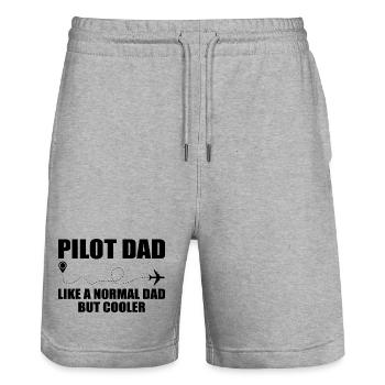 Pilot Dad, Like A Normal Dad But Cooler - Short de jogging bio TRAINER Stanley/Stella unisexe - gris chiné - Devant - Nik (191cm) & Marisol (170cm)