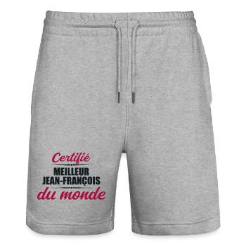 Zertifiziert als beste Jeans françois der Welt - Stanley/Stella Unisex Bio Joggingshorts Trainer  - Grau meliert - Vorne - Nik (191cm) & Marisol (170cm)