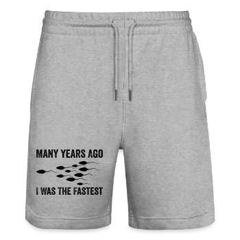 Many Years Ago I Was The Fastest - Short de jogging bio TRAINER Stanley/Stella unisexe - gris chiné - Devant - Nik (191cm) & Marisol (170cm)