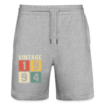 Vintage 1994 Born 1994 - Stanley/Stella Trainer Unisex Organic Jogging Shorts - heather grey - Front - Nik (191cm) & Marisol (170cm)