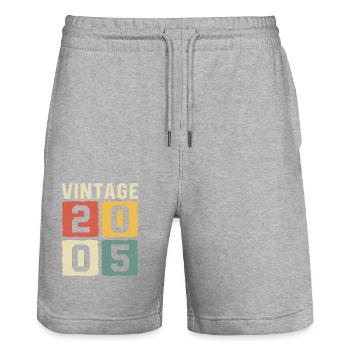 Vintage 2005 Born 2005 - Stanley/Stella Trainer Unisex Organic Jogging Shorts - heather grey - Front - Nik (191cm) & Marisol (170cm)