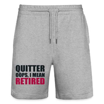 Aufhören Hoppla, ich meine im Ruhestand - Stanley/Stella Unisex Bio Joggingshorts Trainer  - Grau meliert - Vorne - Nik (191cm) & Marisol (170cm)