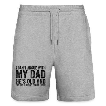 I Can't Argue With My Dad He's Old For Family - Short de jogging bio TRAINER Stanley/Stella unisexe - gris chiné - Devant - Nik (191cm) & Marisol (170cm)