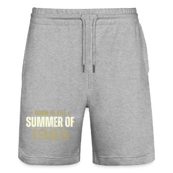 Jahrgang 1965 Jahrgang 1965 Geburtstagsgeschenk - Stanley/Stella Unisex Bio Joggingshorts Trainer  - Grau meliert - Vorne - Nik (191cm) & Marisol (170cm)