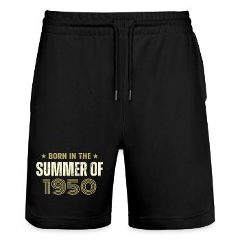 Vintage 1950er Vintage 1950er Jahre Geburtstagsgeschenk - Stanley/Stella Unisex Bio Joggingshorts Trainer  - Schwarz - Vorne - Nik (191cm) & Marisol (170cm)
