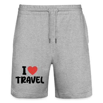 I Love Travel - Short de jogging bio TRAINER Stanley/Stella unisexe - gris chiné - Devant - Nik (191cm) & Marisol (170cm)