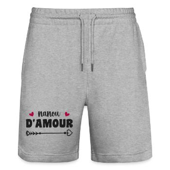 Nanou der Liebe - Stanley/Stella Unisex Bio Joggingshorts Trainer  - Grau meliert - Vorne - Nik (191cm) & Marisol (170cm)