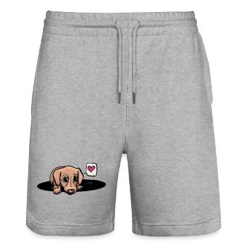 Dachshund / Puppy / Dog / Love / Heart / Dachshund Look - Stanley/Stella Trainer Unisex Organic Jogging Shorts - heather grey - Front - Nik (191cm) & Marisol (170cm)