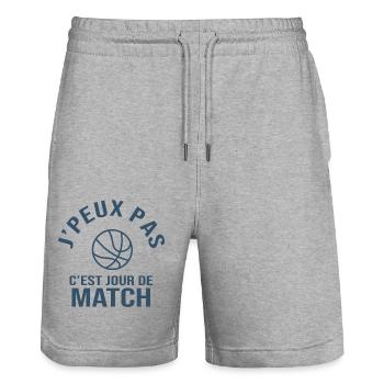 basketball je peux pas c est match de basket - Short de jogging bio TRAINER Stanley/Stella unisexe - gris chiné - Devant - Nik (191cm) & Marisol (170cm)
