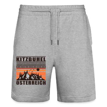 Kitzbühel Autriche Rétro Coucher De Soleil Ski 80s - Short de jogging bio TRAINER Stanley/Stella unisexe - gris chiné - Devant - Nik (191cm) & Marisol (170cm)