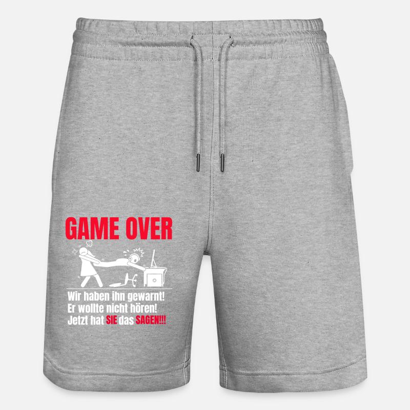 Game Over - Stanley/Stella Unisex Bio Joggingshorts Trainer  - Grau meliert