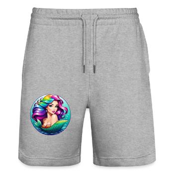 La Sirène - Short de jogging bio TRAINER Stanley/Stella unisexe - gris chiné - Devant - Nik (191cm) & Marisol (170cm)