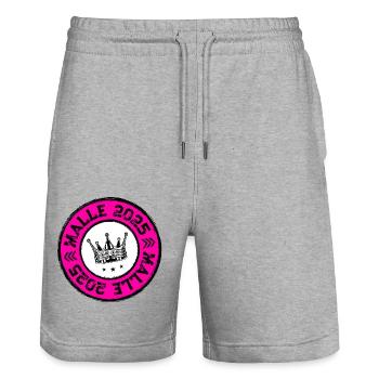 Malle 2025 Krone Mallorca - Short de jogging bio TRAINER Stanley/Stella unisexe - gris chiné - Devant - Nik (191cm) & Marisol (170cm)