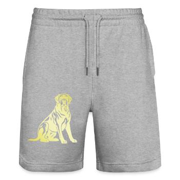 Silhouette de chien Mastiff - Short de jogging bio TRAINER Stanley/Stella unisexe - gris chiné - Devant - Nik (191cm) & Marisol (170cm)