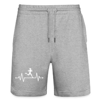 Runner's heartbeat - Stanley/Stella Trainer Unisex Organic Jogging Shorts - heather grey - Front - Nik (191cm) & Marisol (170cm)