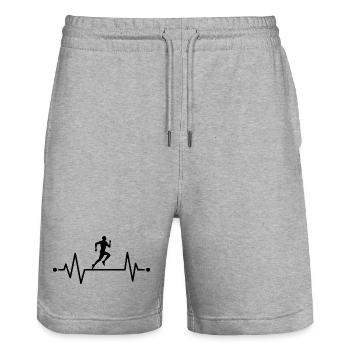 Runner's heartbeat - Stanley/Stella Trainer Unisex Organic Jogging Shorts - heather grey - Front - Nik (191cm) & Marisol (170cm)