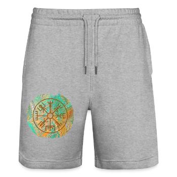 vegvisir e 36 - Stanley/Stella Unisex Bio Joggingshorts Trainer  - Grau meliert - Vorne - Nik (191cm) & Marisol (170cm)