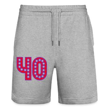 40. 40 ANS. 40e ANNIVERSAIRE. ANNIVERSAIRE 40 ANS. - Short de jogging bio TRAINER Stanley/Stella unisexe - gris chiné - Devant - Nik (191cm) & Marisol (170cm)