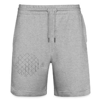 Lines - Stanley/Stella Trainer Unisex Organic Jogging Shorts - heather grey - Front - Nik (191cm) & Marisol (170cm)