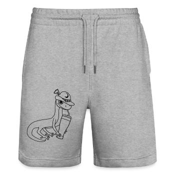 gecko eidechse bier bayern alkohol sau - Stanley/Stella Unisex Bio Joggingshorts Trainer  - Grau meliert - Vorne - Nik (191cm) & Marisol (170cm)