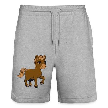 Pony Pferd reiten ponyhof traben spass Maedchen su - Stanley/Stella Unisex Bio Joggingshorts Trainer  - Grau meliert - Vorne - Nik (191cm) & Marisol (170cm)
