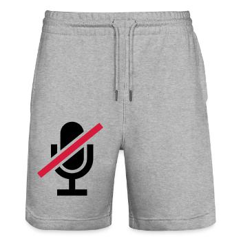 Mute Icon Microphone - Short de jogging bio TRAINER Stanley/Stella unisexe - gris chiné - Devant - Nik (191cm) & Marisol (170cm)