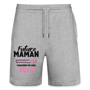 Future Maman 2024 Chargement En Cours - Short de jogging bio TRAINER Stanley/Stella unisexe - gris chiné - Devant - Nik (191cm) & Marisol (170cm)